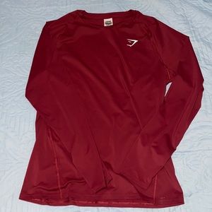 Men’s longsleeve gym shark burgundy shirt XL
